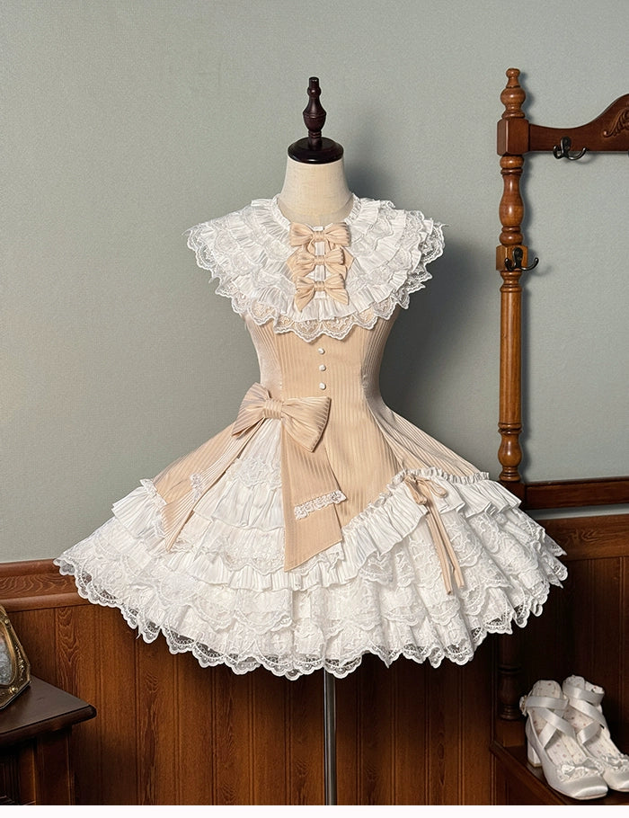 Alice Girl~Arrogant Miss~Sweet Lolita Jumper Dress with Tiered Lace Dress 41484:699472