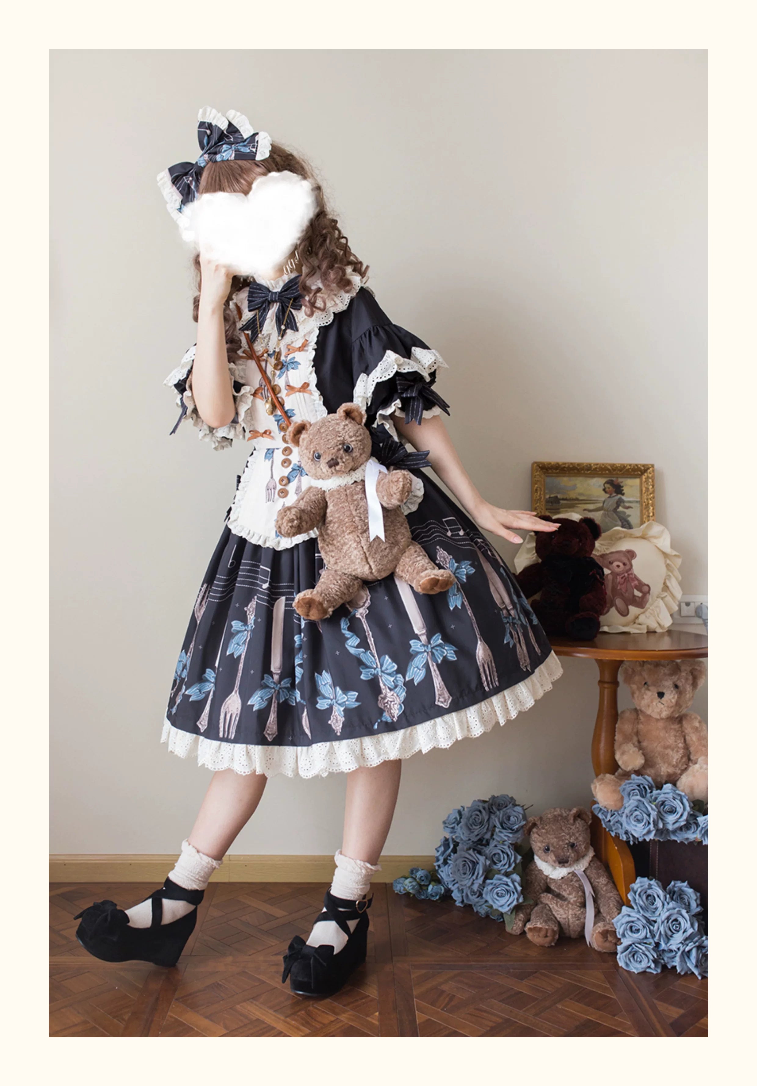 Witch's Banquet - Printed Doll-like Sweet Lolita OP, Apron-like Front 44634:816903
