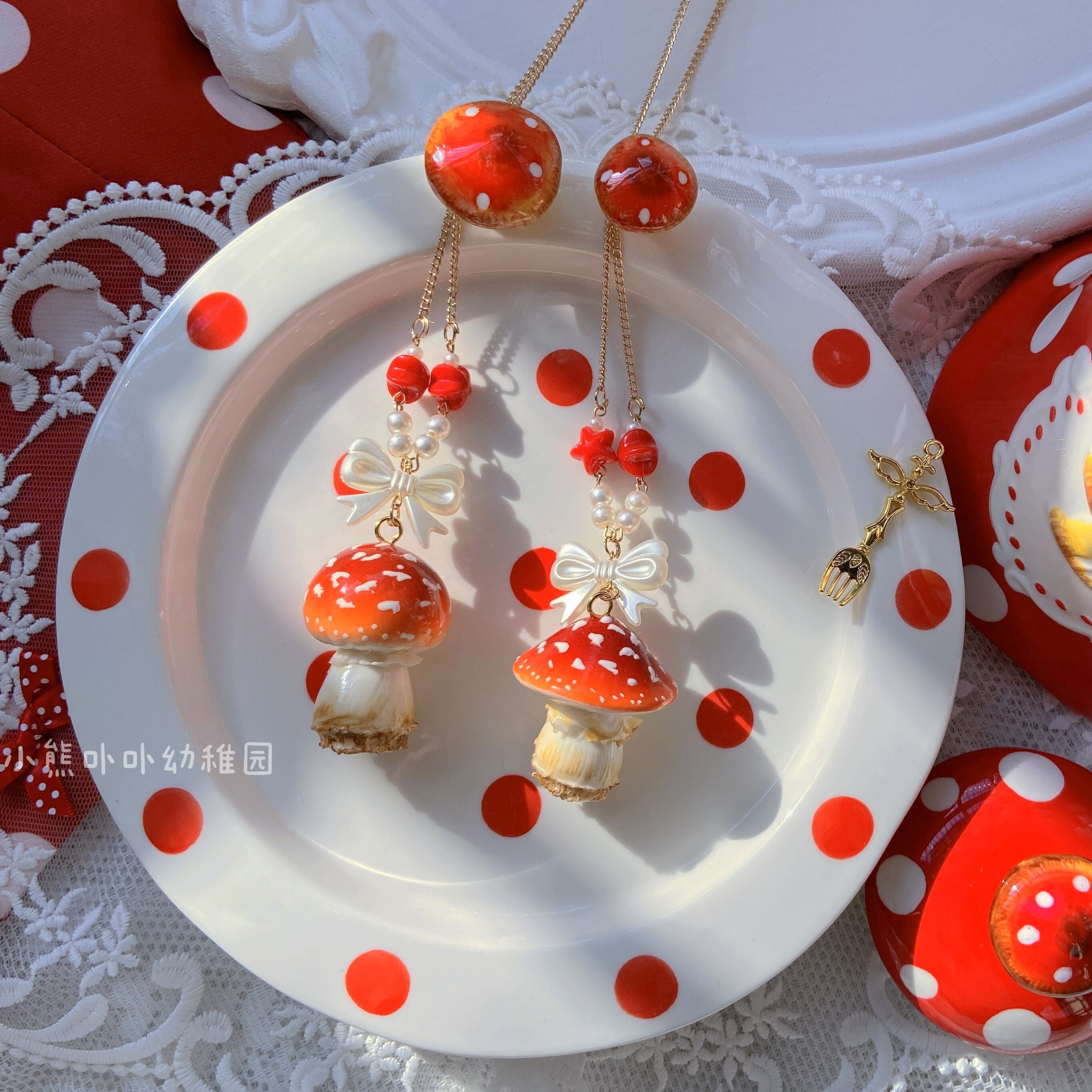 Bear Doll~Handcraft Kawaii Lolita Mushroom Necklace 14106:195084