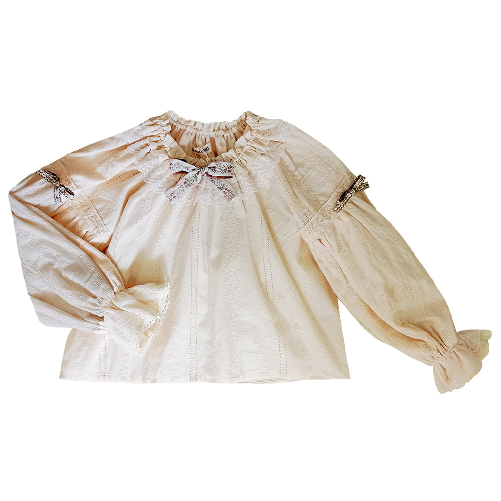 Miss Point - Rich Hymn - Lolita Bavarian Cotton Embroidered Blouse One Size ivory color