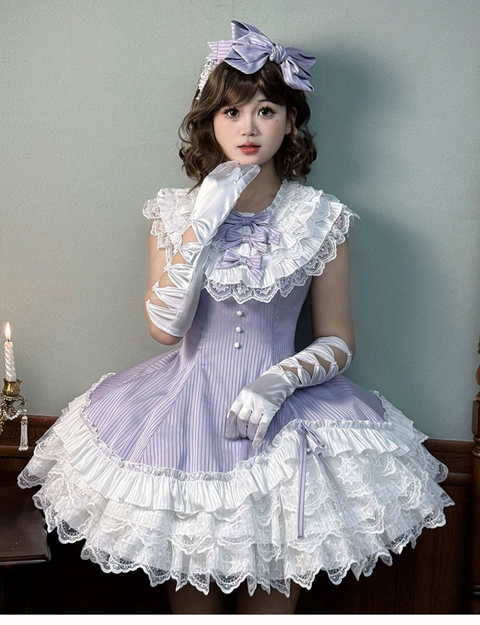 Alice Girl~Arrogant Miss~Sweet Lolita Jumper Dress with Tiered Lace Dress 41484:699426