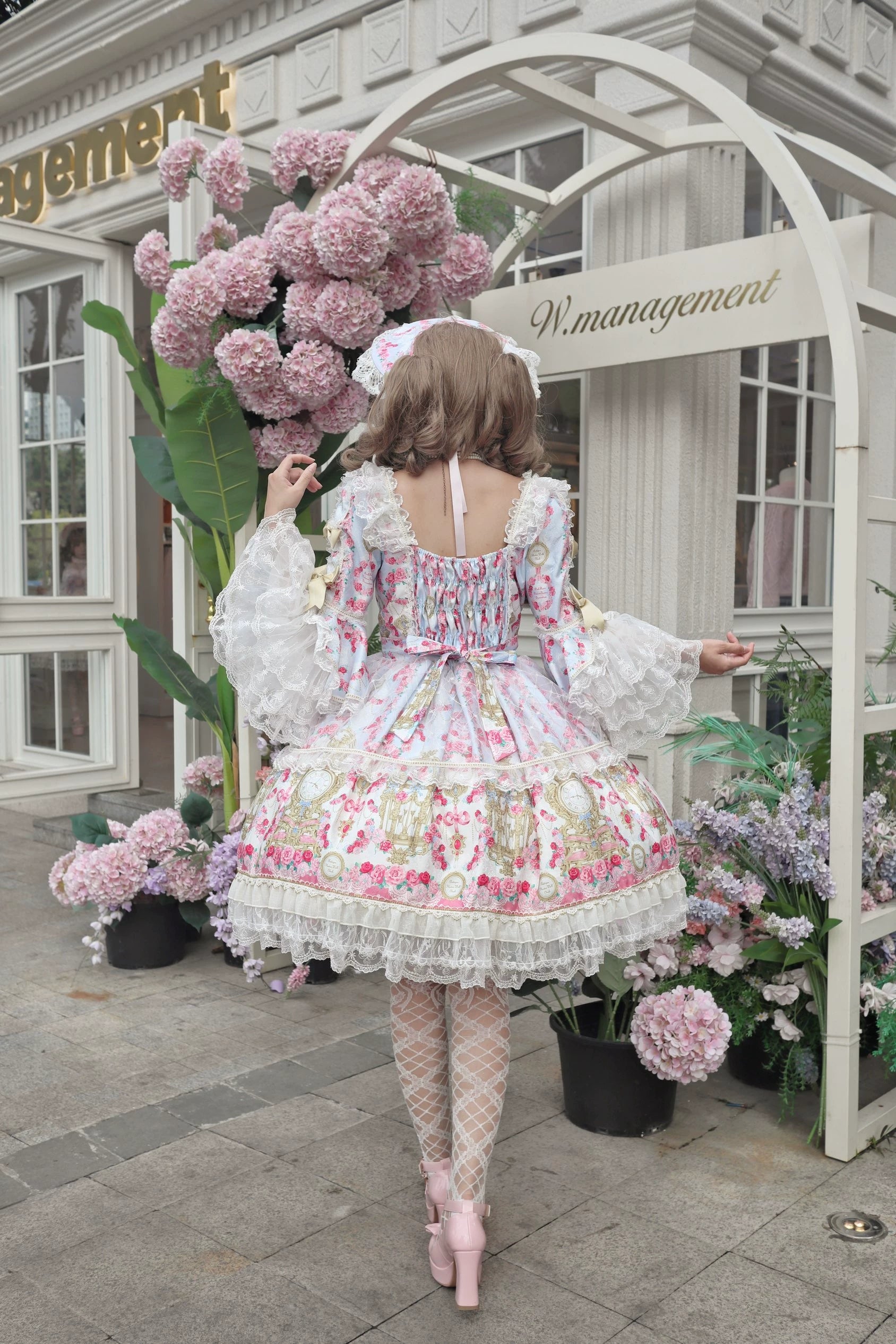Rose Garden Prelude - Sweet Lolita OP Dress, Floral Printed