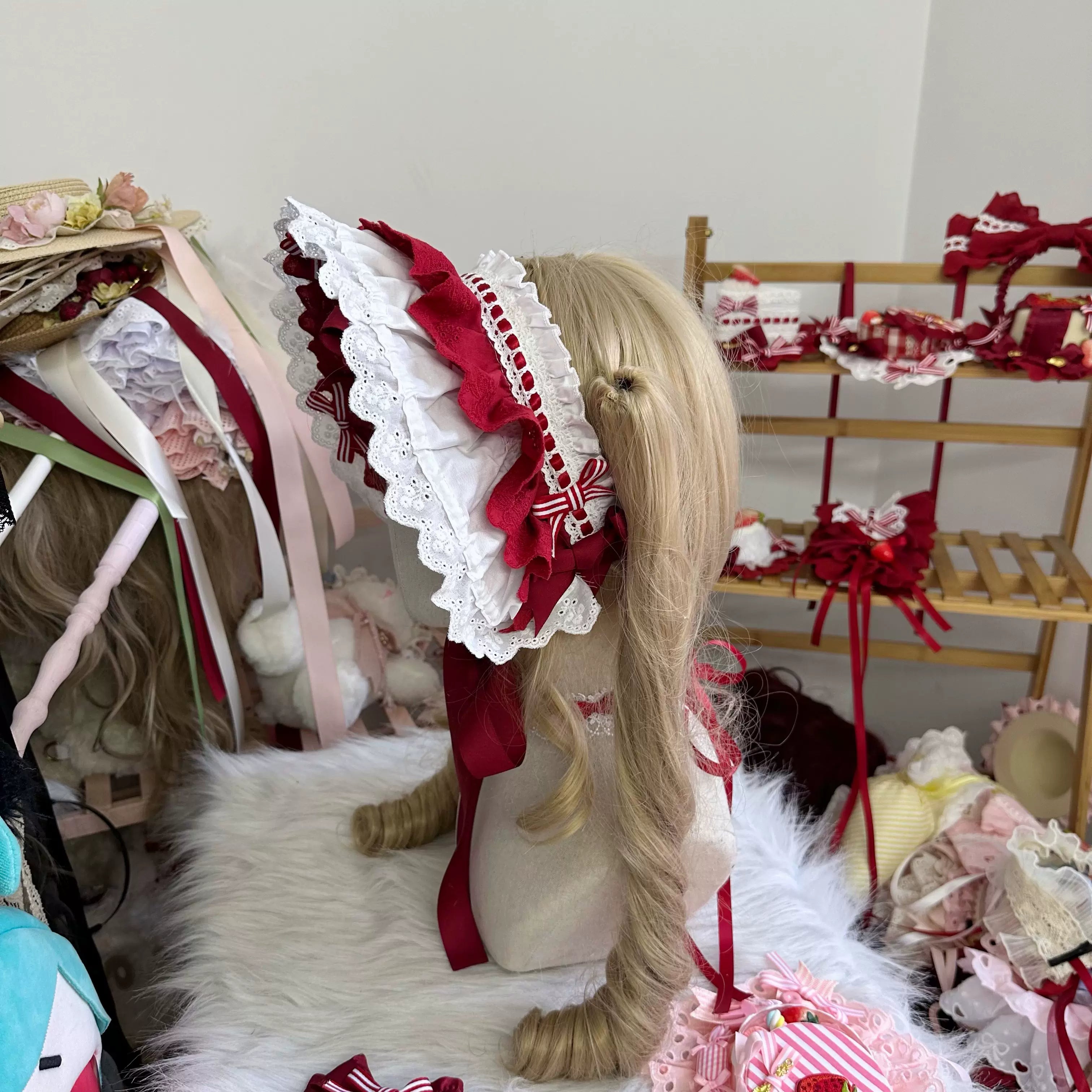 Sweet Lolita Headdresses, Strawberry, Ruffles & Bows