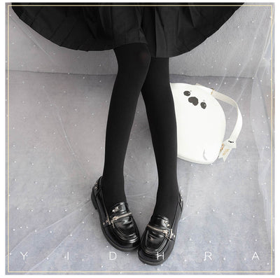 Yidhra~120D Daily Lolita Solid Color Velvet Spring Leggings free size 120D-black 