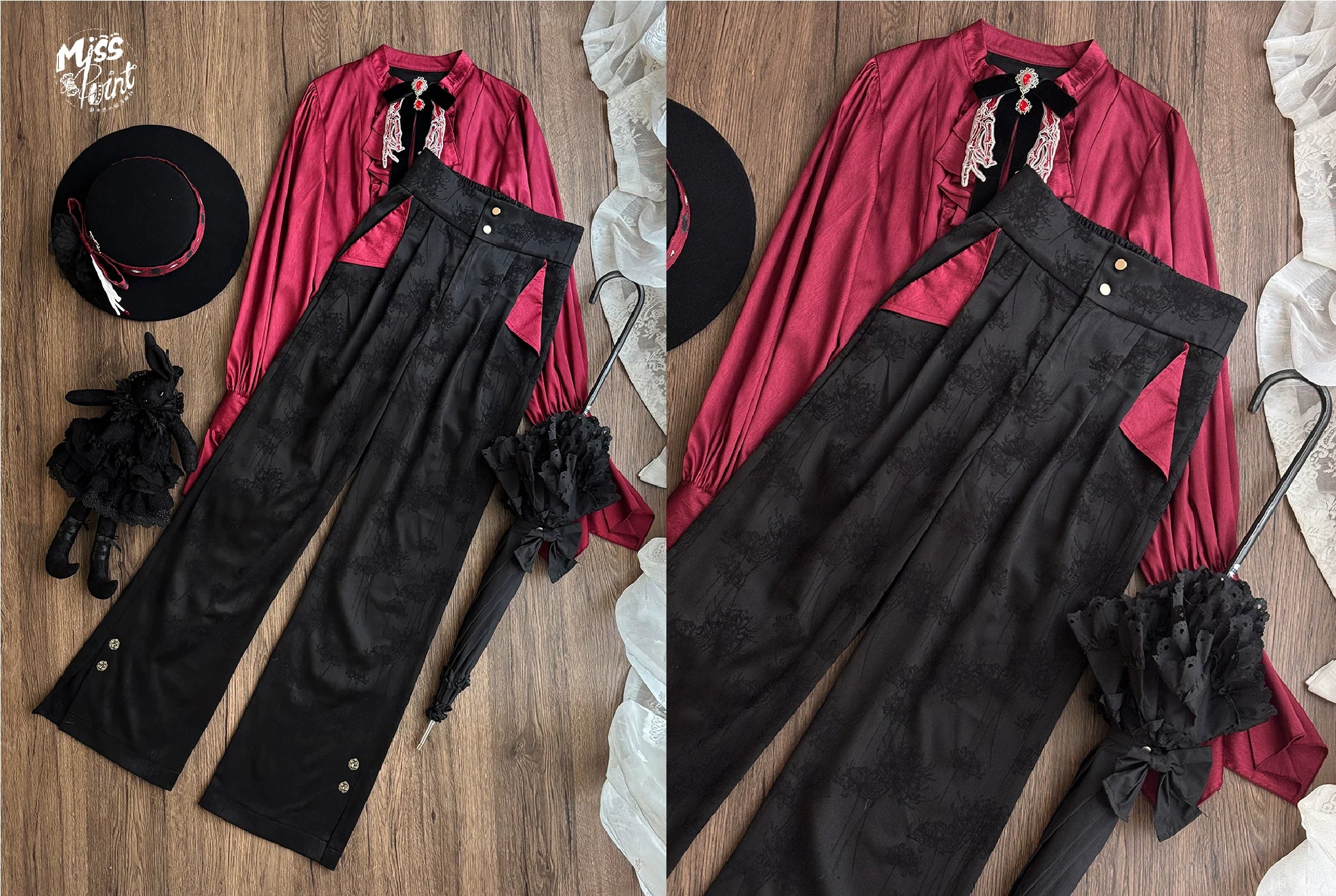 Moonnight Return - Ouji Lolita Jacquard Pants & Shorts, Side Pockets (2XL L M S XL XS) 44596:814319