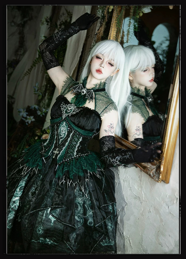 Bone Dragon - Gothic Lolita Corset JSK Dress Set with Embroidery 45654:856880