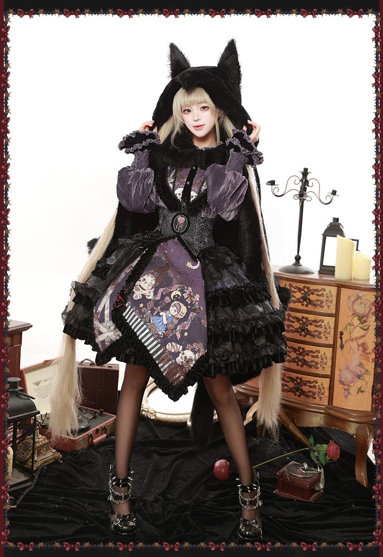 Werewolf Slayer - Gothic Lolita Shirt & Suspender SK Dress Set, Tiered Skirt 44541:811995