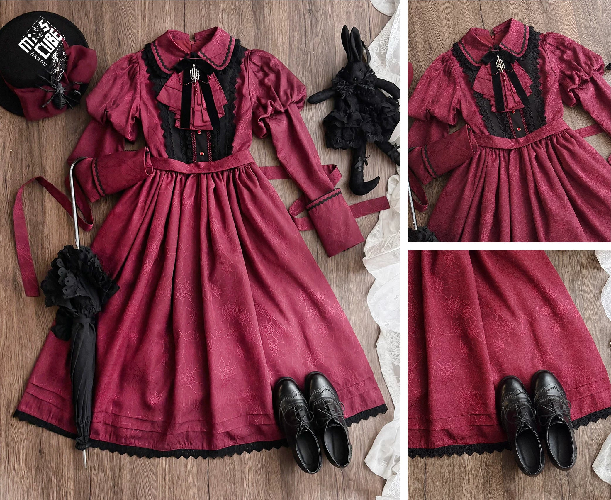 Blood Night Lantern - Jacquard Gothic Lolita Dress, Juliet Sleeve 44543:812280