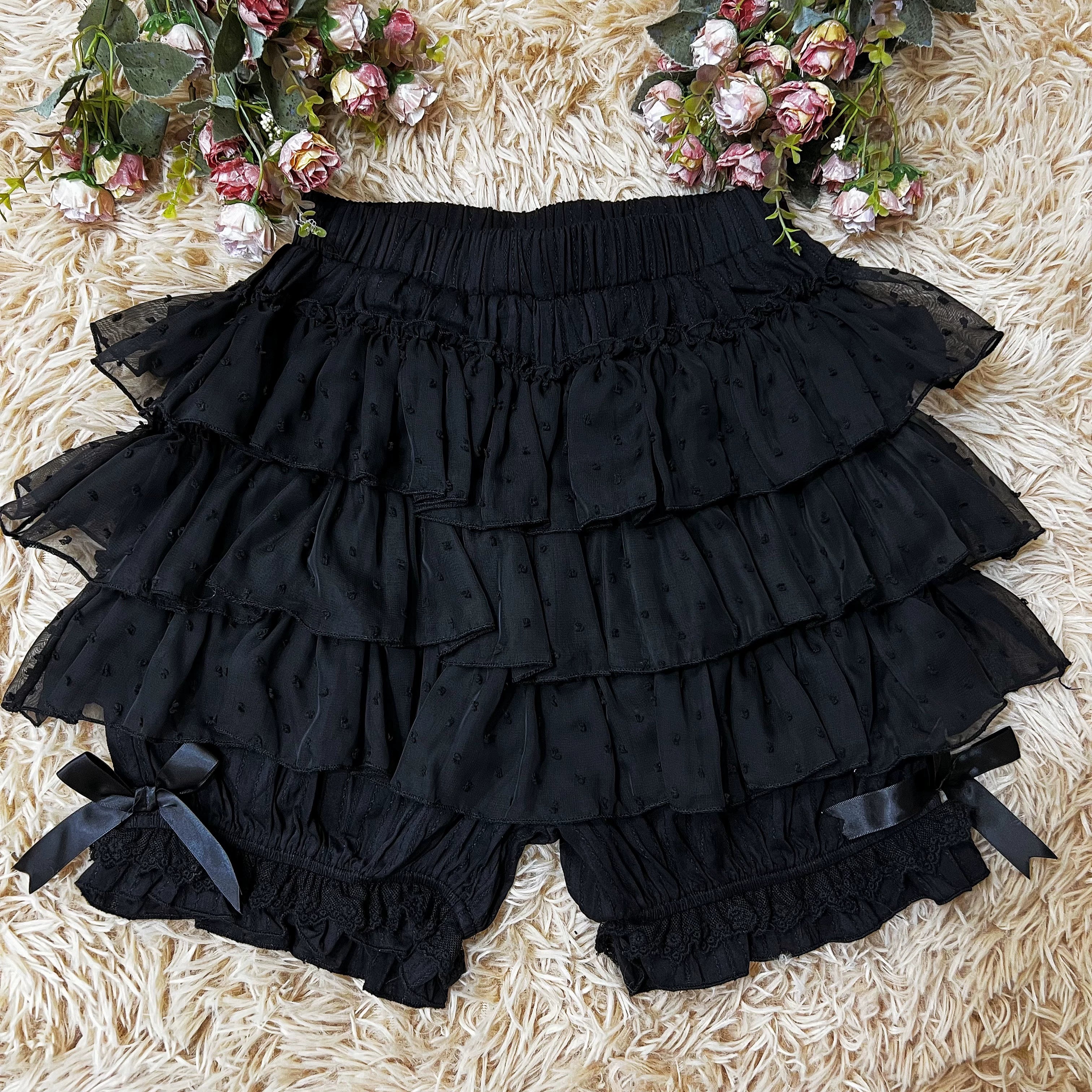 DMFS Lolita - Daily Lolita Bloomers Safety Anti-Flash Lace Shorts Black One Size