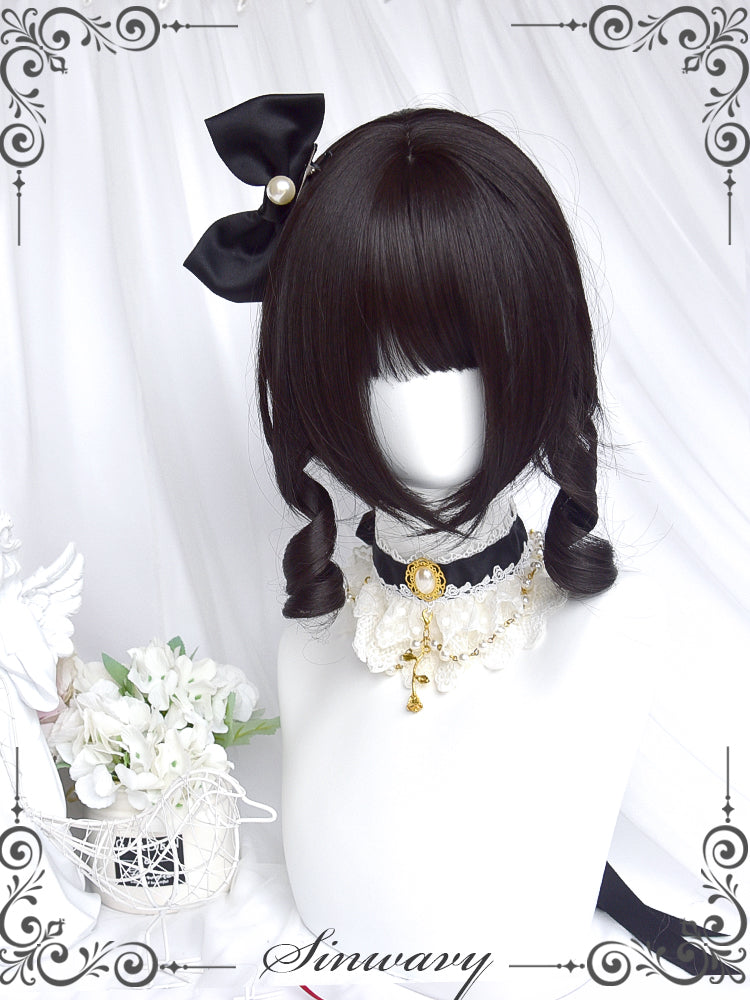 Sinwavy - Retro Elegant Roman Curl Double Ponytail Wig natural black(only the short wig)