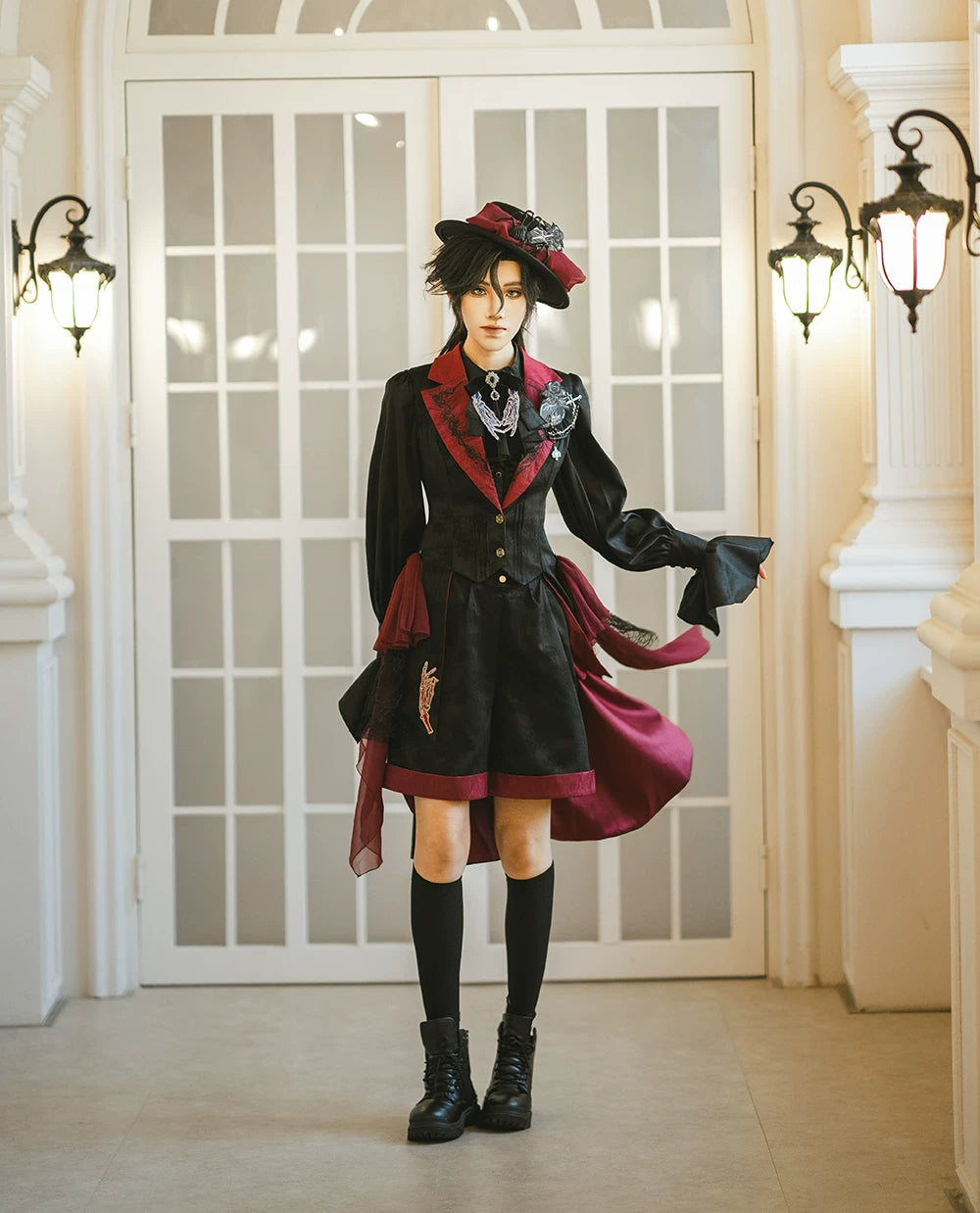 Moonnight Return - Ouji Lolita Jacquard Pants & Shorts, Side Pockets 44596:814333