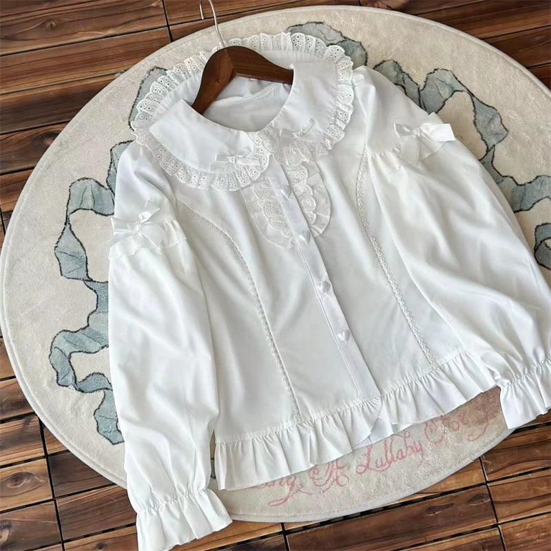 Sugar Girl - Kawaii Lolita Shirt, Peter Pan Collar White (long sleeve) M