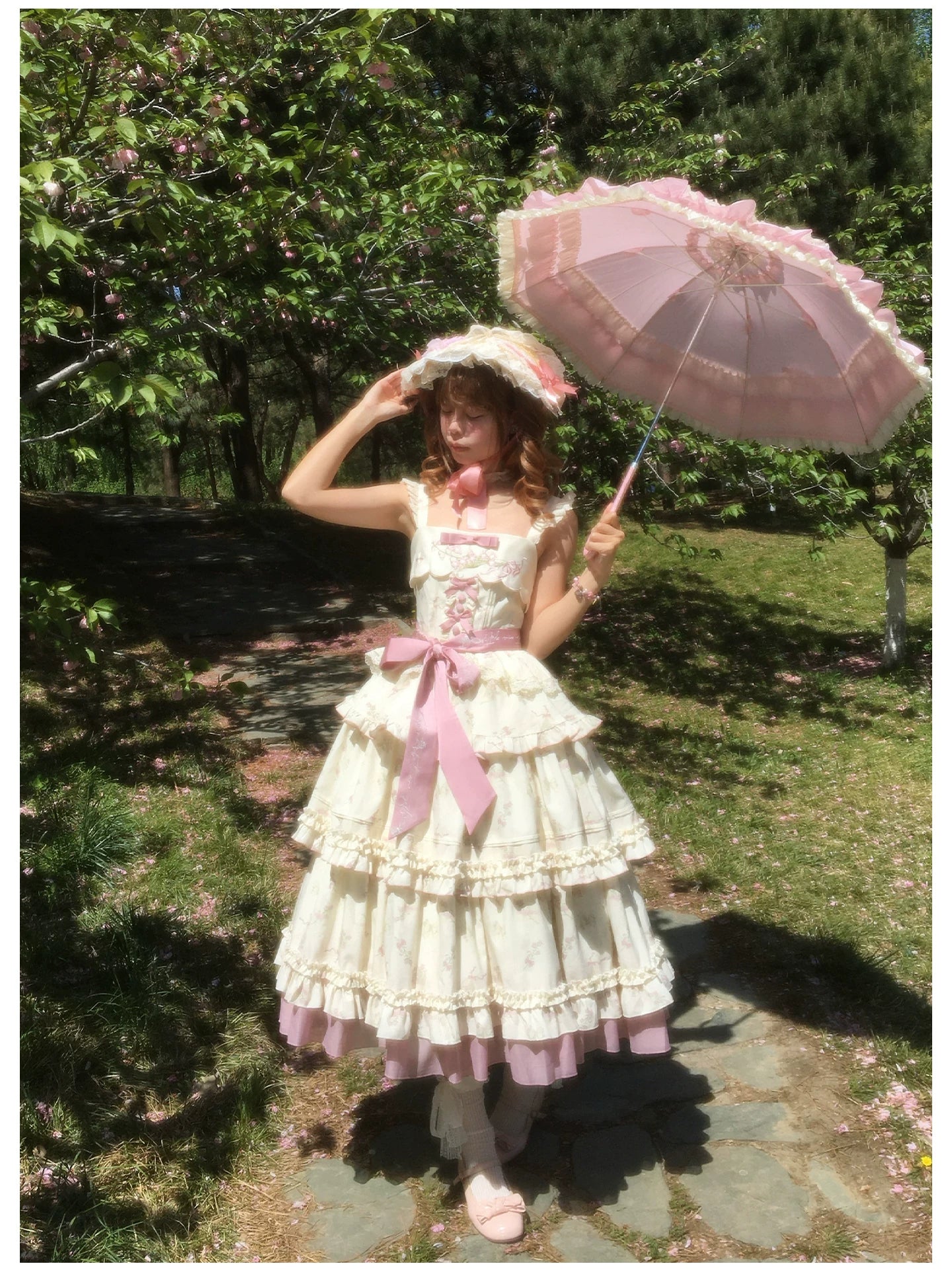 Fragrant Reminiscence - Classic Lolita Embroidered Collar Dress, Bellflower Print