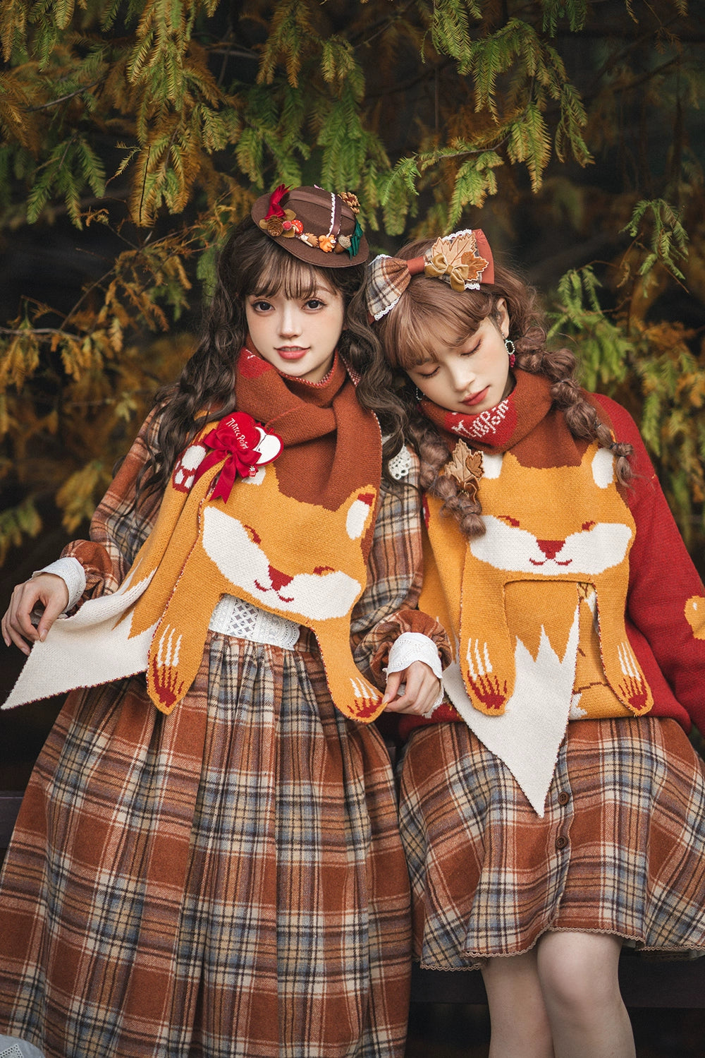 Miss Point - Chubby Fox in the Forest - Customized Lolita OP Dress Plaid Loose Daily Dress