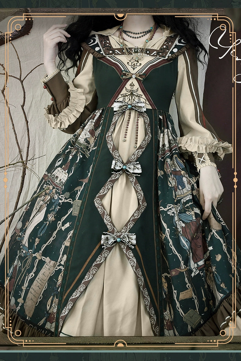 YingLuoFu - Tarot - Elegant Lolita Dress Classicl Court Style Lolita OP Salopette