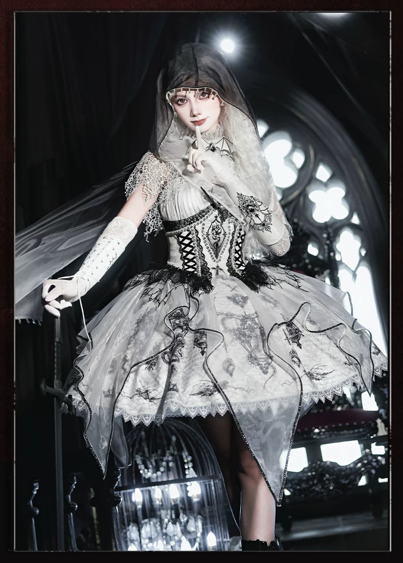 Bone Dragon - Gothic Lolita Corset JSK Dress Set with Embroidery 45654:856784