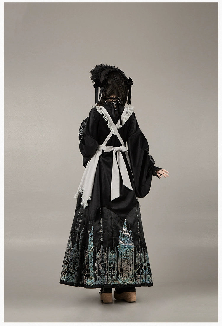With PUJI - Letter and Poetry · Raven's Night Song - Oriental Aesthetics Gothic Lolita Dress Set 43907:788837