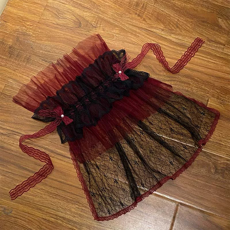 Cascading Poetry - Gothic Lolita JSK Dress, Lace & Tiered Hem Cuffs Only (one size / choose M) S