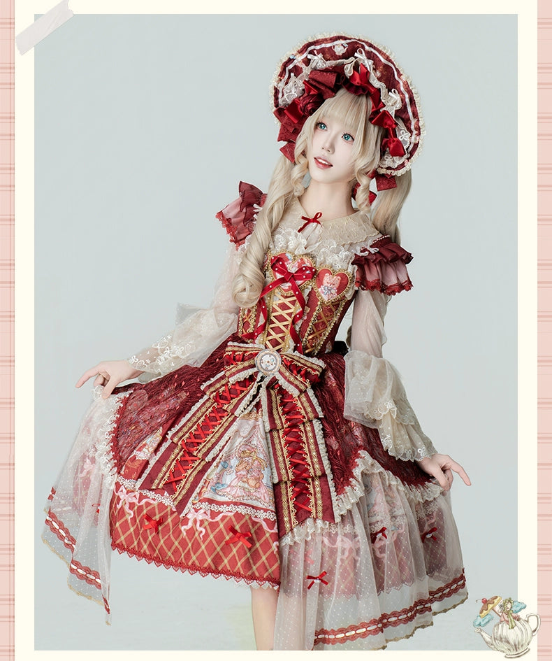 YingLuoFu - Doll Fantasy Box - Sweet Lolita JSK Dress & Tulle Blouse Set 44261:801507
