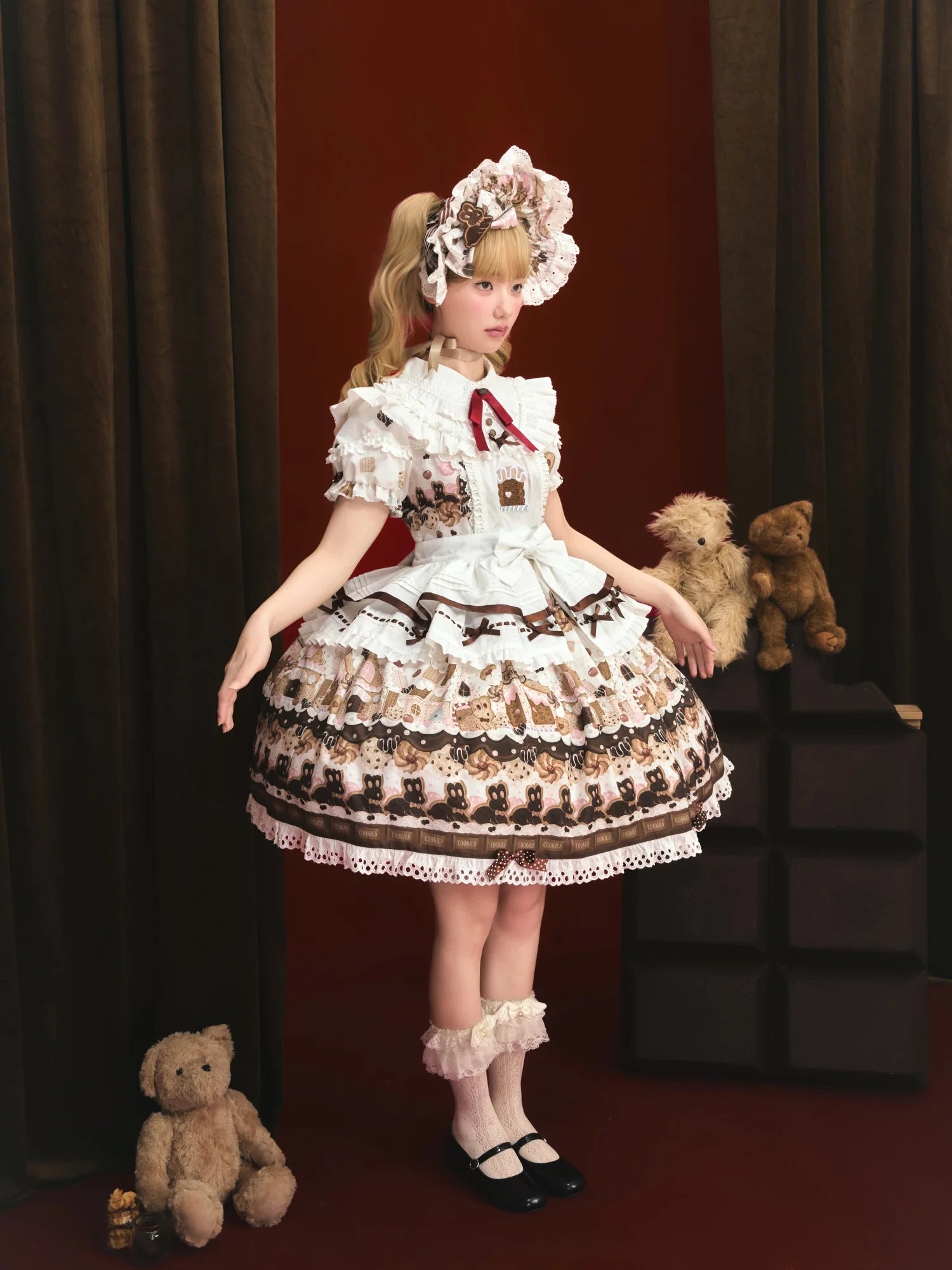 Bunny Gingerbread House - Kawaii Lolita Printed OP Dress with Bows