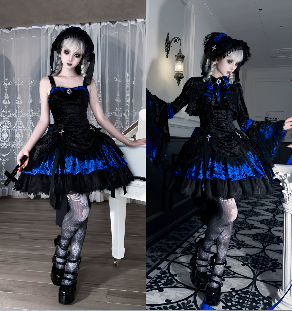 Dark Raven Poem - Gothic Lolita JSK & Bolero Dress Set, Diamond Velvet 45967:869780