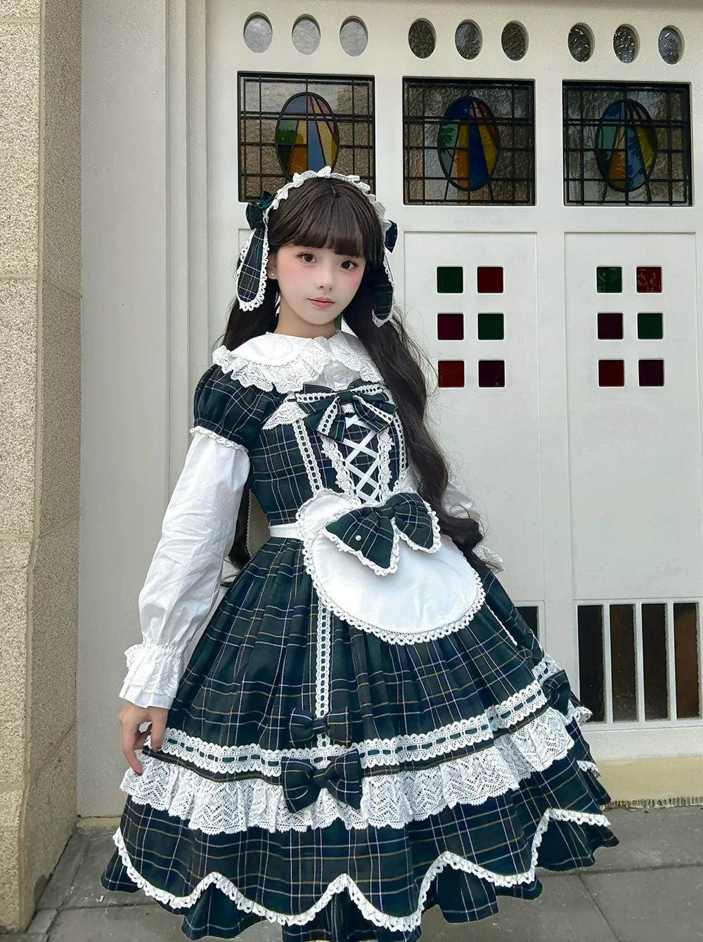 Plaid Petal Bunny - Kawaii Lolita Cotton Shirt, Bunny Ear 44675:818498