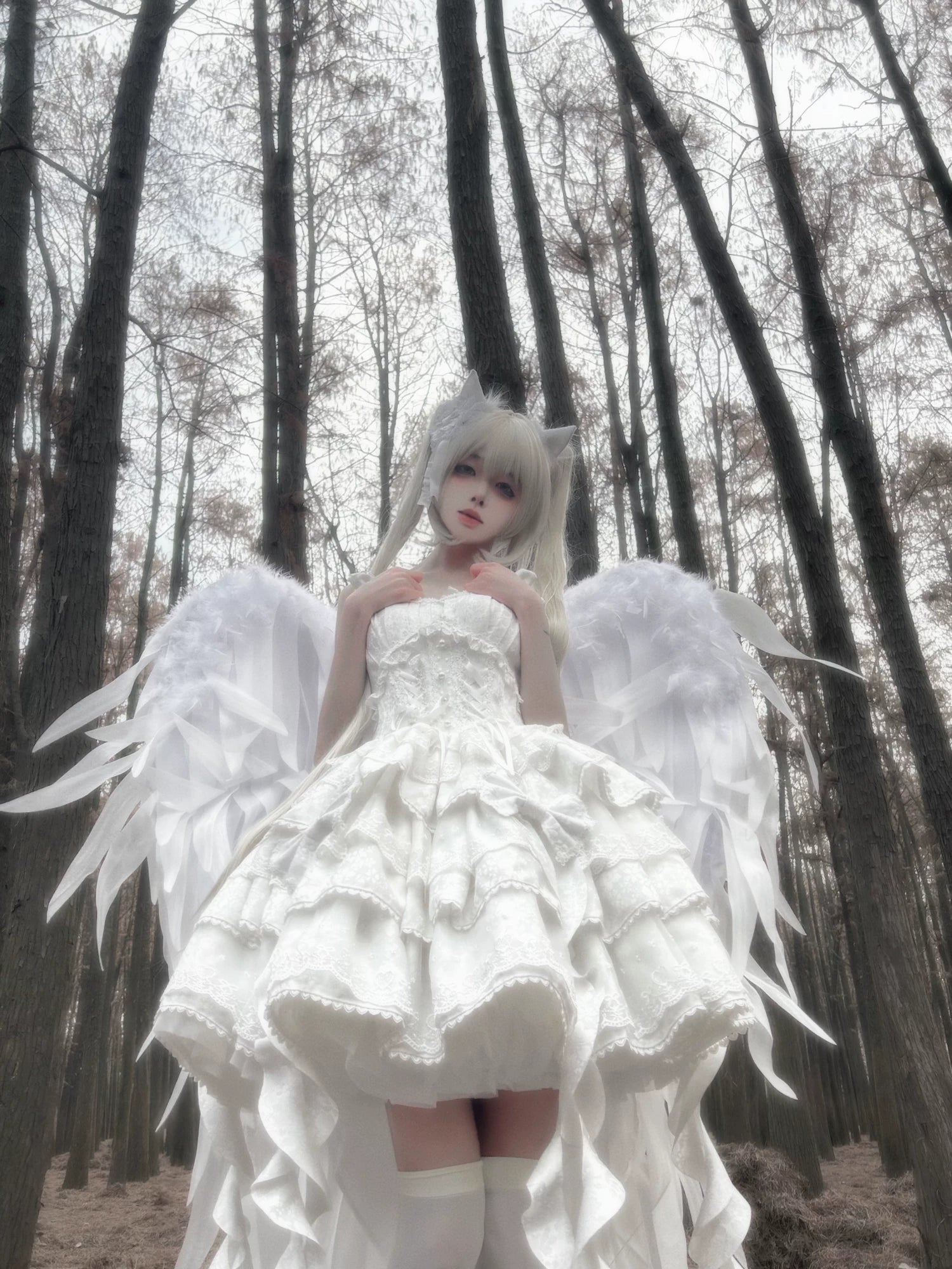 Mori Isle - Solid Gothic Lolita JSK Dress, Embroidered Lace 45658:857799