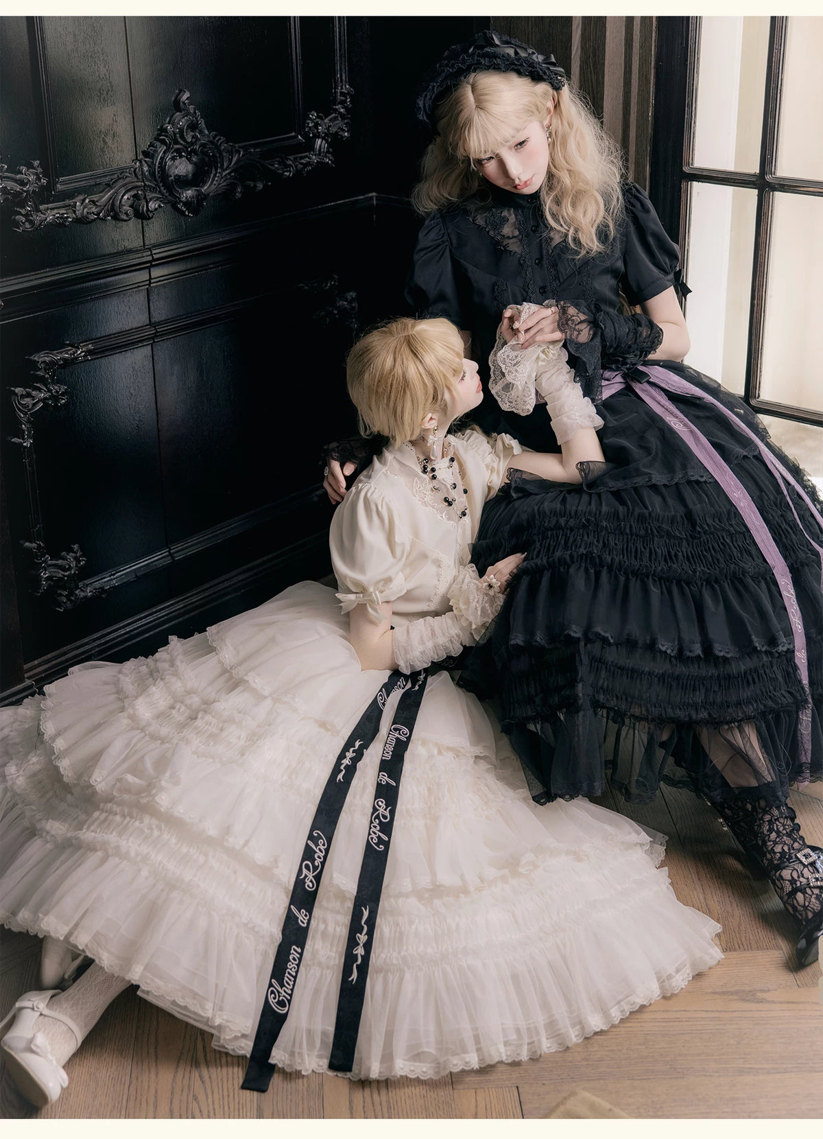 Glass Floral Garden - Classic Lolita Blouse and SK Set, Butterfly Embroidered 45978:870237