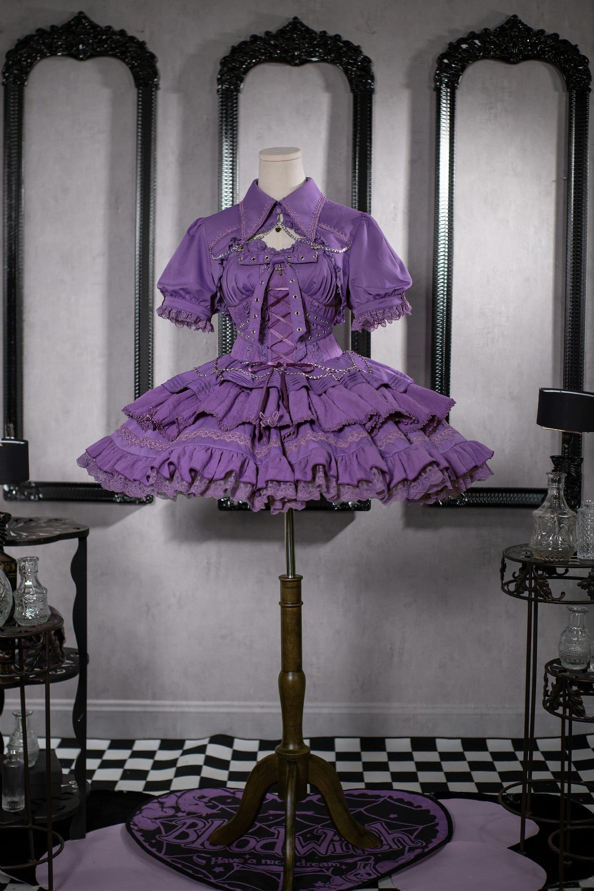 OCELOT~Contract Cross~Gothic and Elegant Lolita Short Dress S purple (JSK only) 