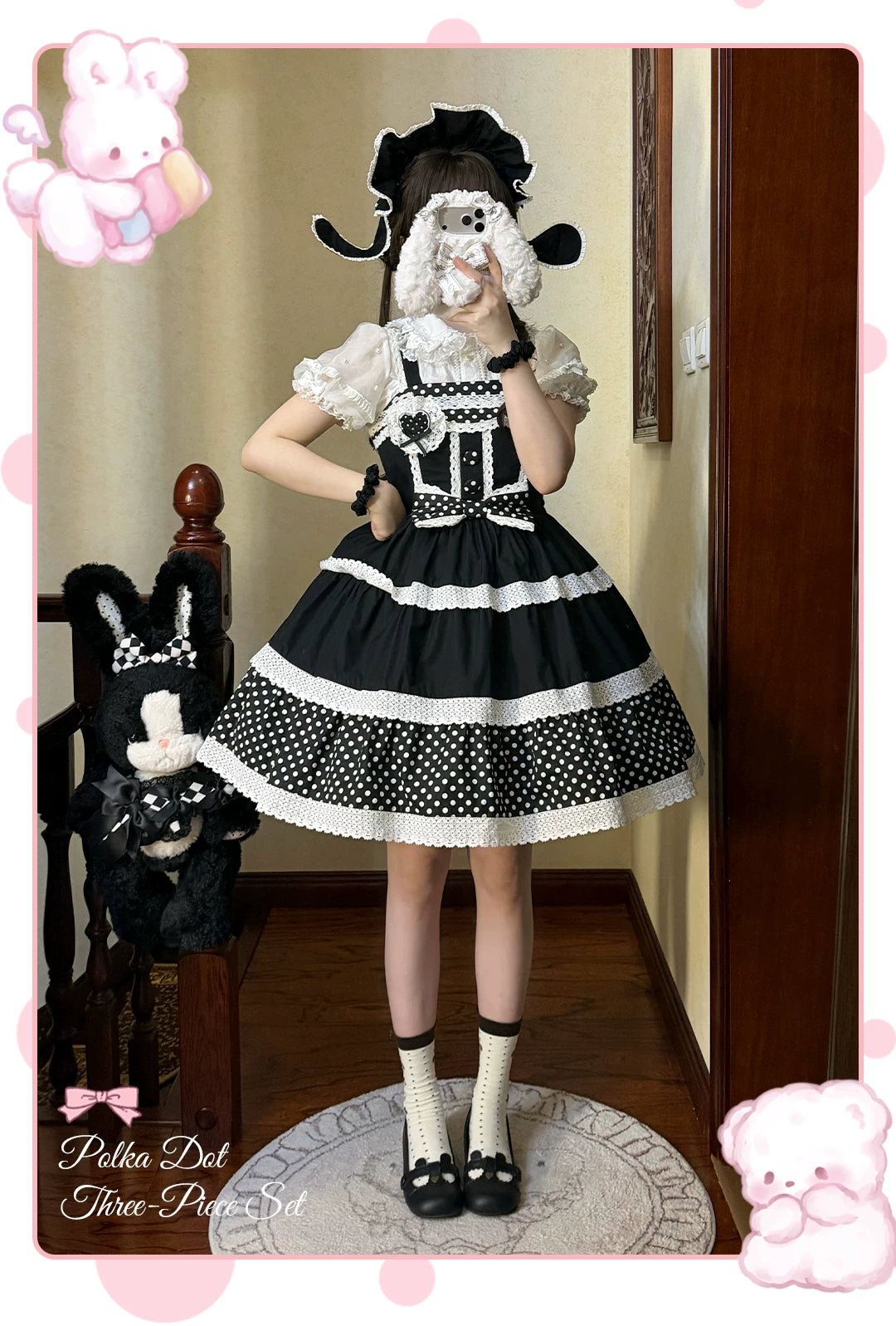 Cotton Sweet Lolita Polka Dot JSK & Salopette Dress 45589:853371