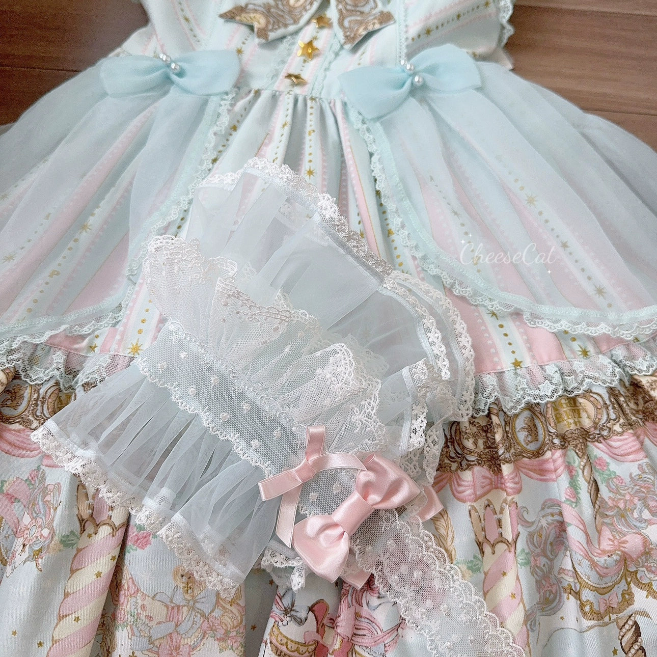 CheeseCat~Sweet Lolita Bonnet Organza Bow Headdress 35230:631960