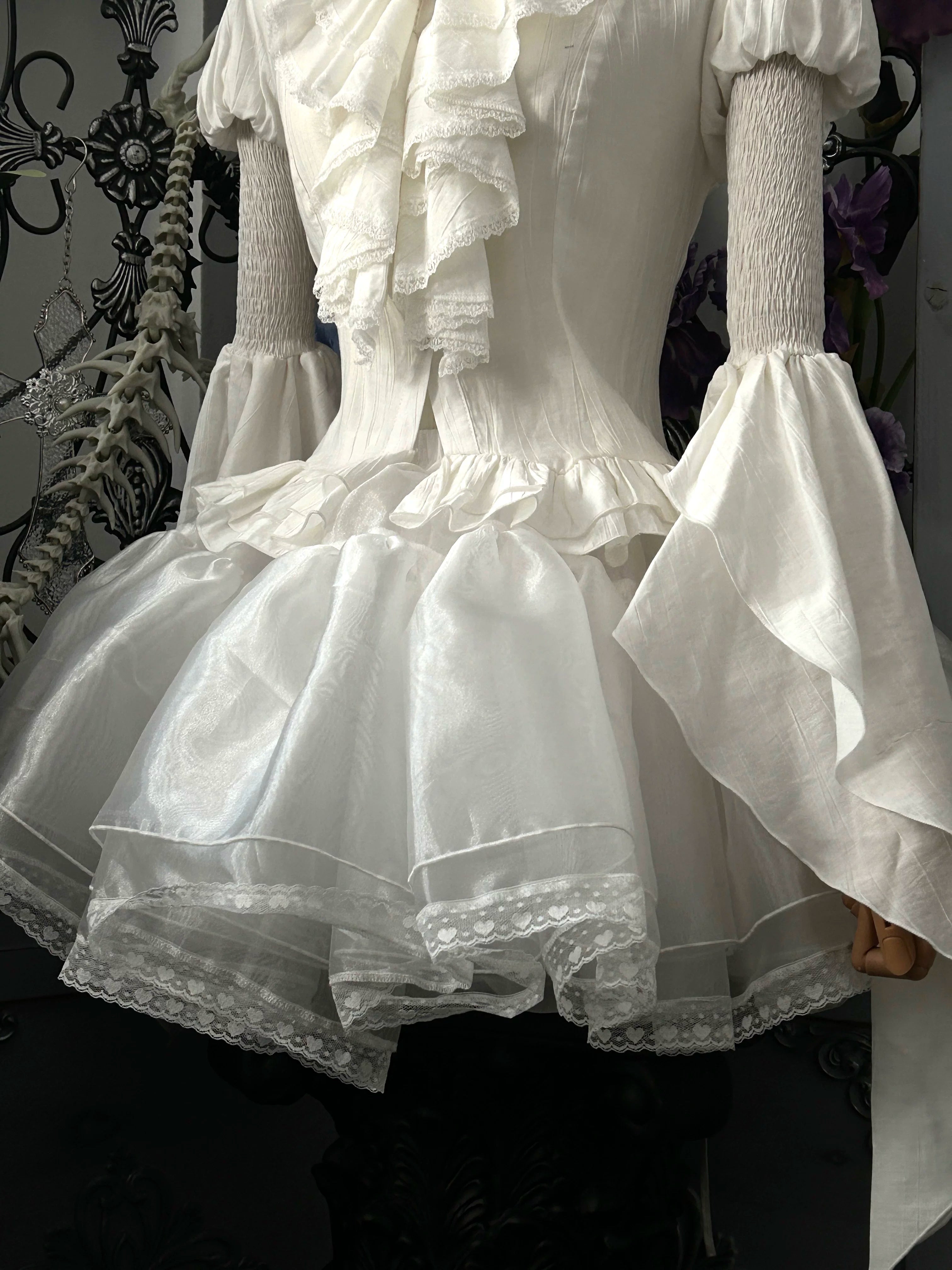 Dragon Bone Cemetery - Gothic Lolita Blouse, Detachable Bell Sleeves
