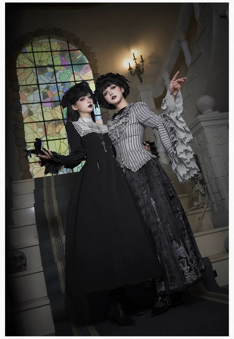 With PUJI - Letter and Poetry · Raven's Night Song - Oriental Aesthetics Gothic Lolita Dress Set