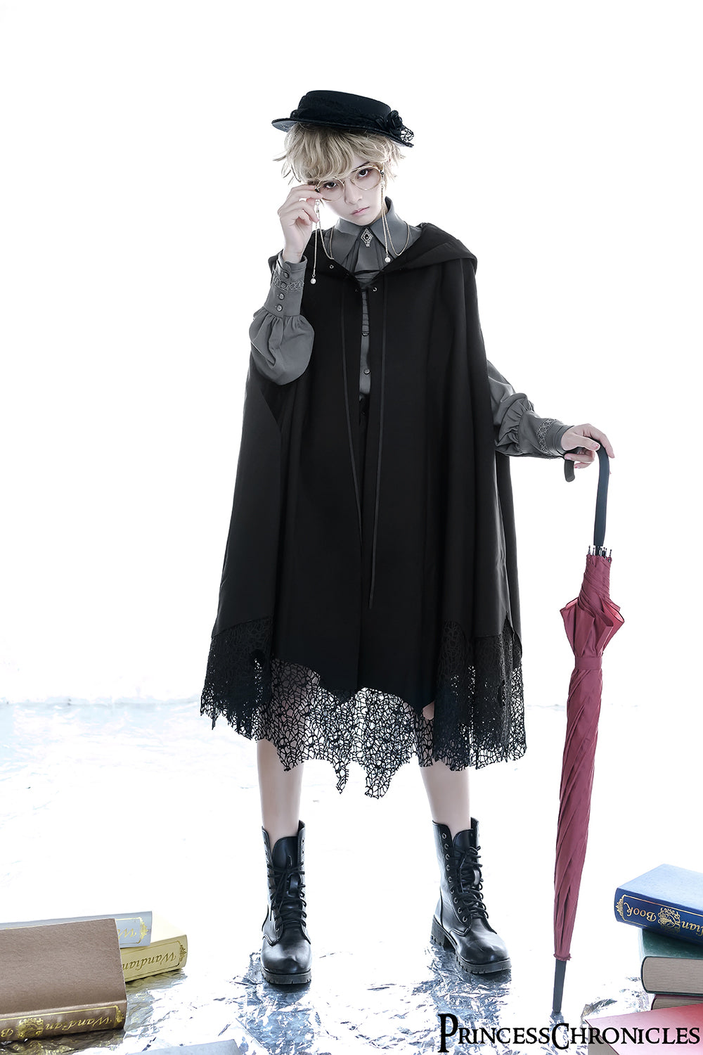 Princess Chronicles - Black and Blue - Retro Ouji Lolita Shirt 4420:234240