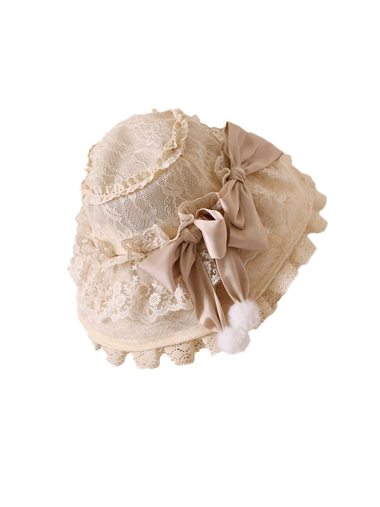 Xiaogui~Retro Lolita Hat Lace Handmade Doll Hat with Multicolor Bows 34022:457080