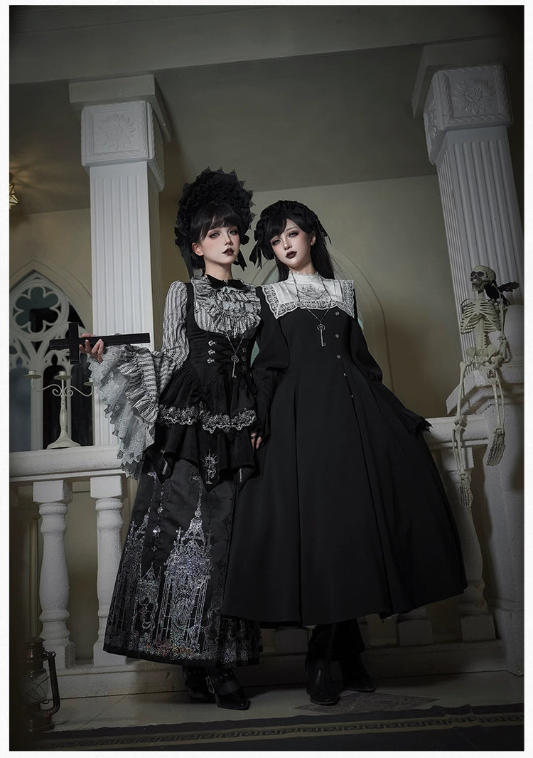 With PUJI - Letter and Poetry · Raven's Night Song - Oriental Aesthetics Gothic Lolita Dress Set