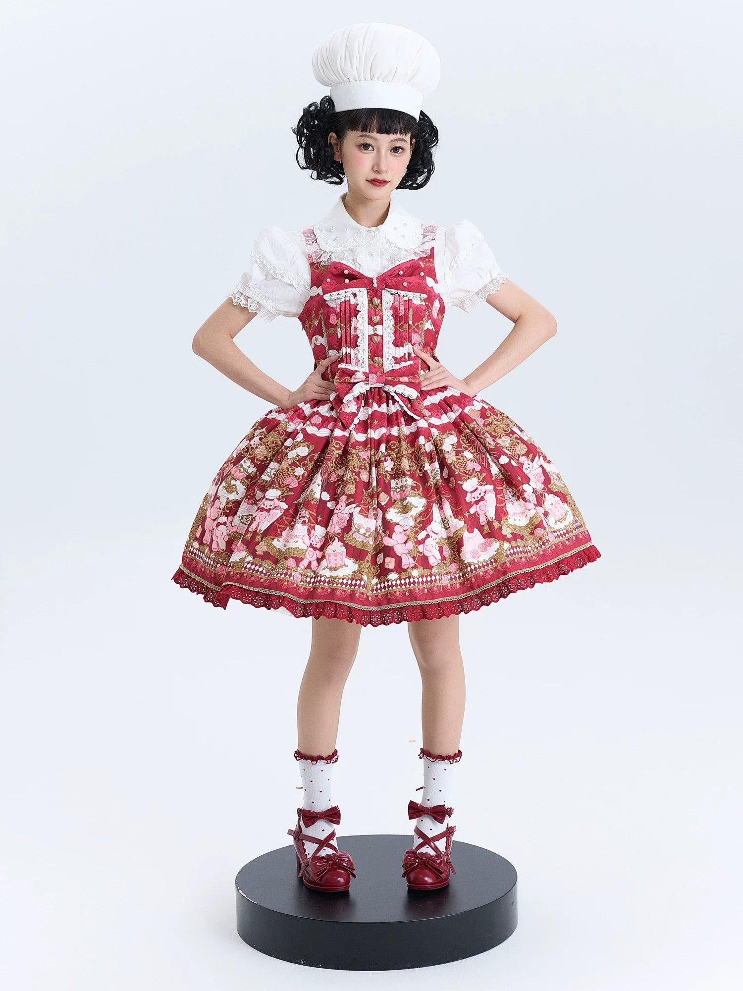 Sugar Festivaly - Kawaii Lolita JSK Dress, Cake & Bear Print 44540:811769