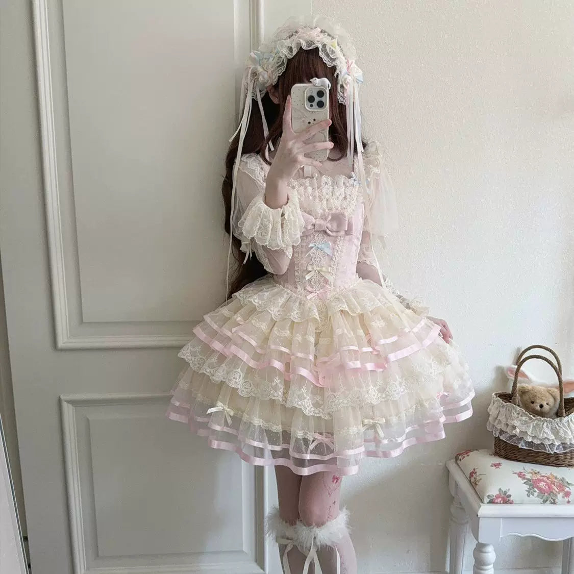 Butterfly Ballet - Sweet Lolita JSK Dress, Layered Tulle Hem