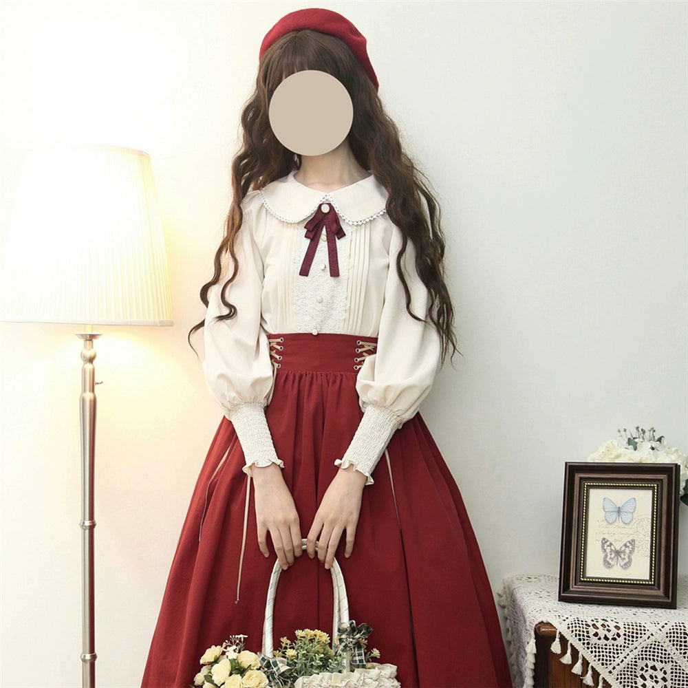 EESSILY - Countess's Autumn Travel - Vintage Lolita Shirt and Skirt 44247:800632