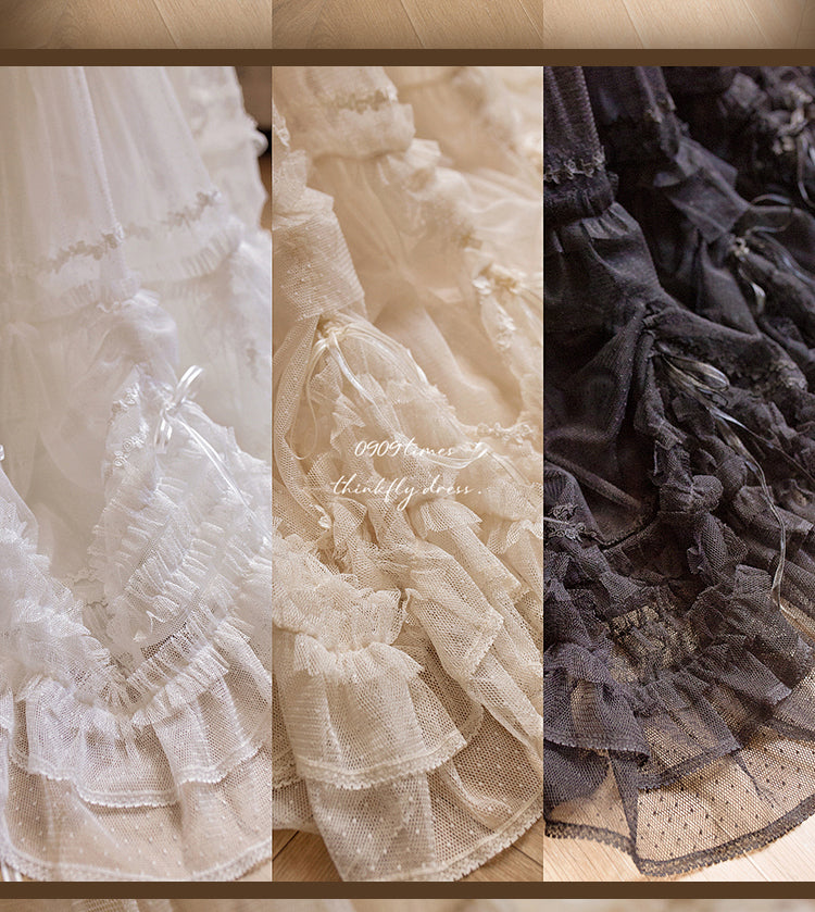 ThinkFly~Pleated Heart~Elegant Lolita Petticoat with Dotted Gauze Hem 42170:729792