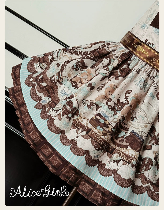 Alice Girl - Bear Chocolate Bar - Kawaii Lolita JSK & Salopette Dress 43851:787053