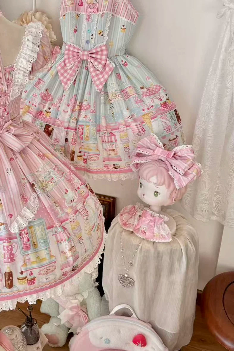 Summer Ice Cream Tale - Old School Lolita Ice Cream Printed OP & JSK Dress
