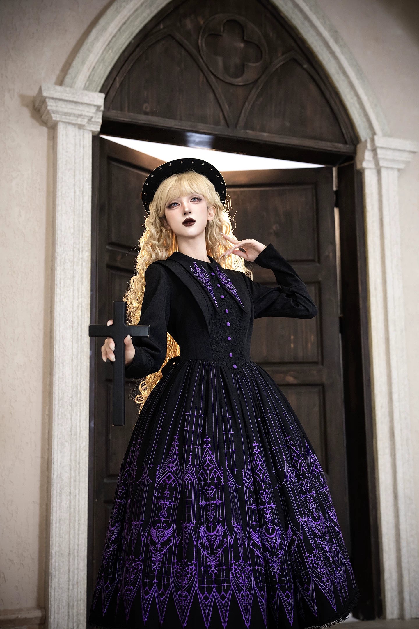 Dream Window - Gothic Lolita Church Embroidery OP Dress, Back Zipper 44510:811321