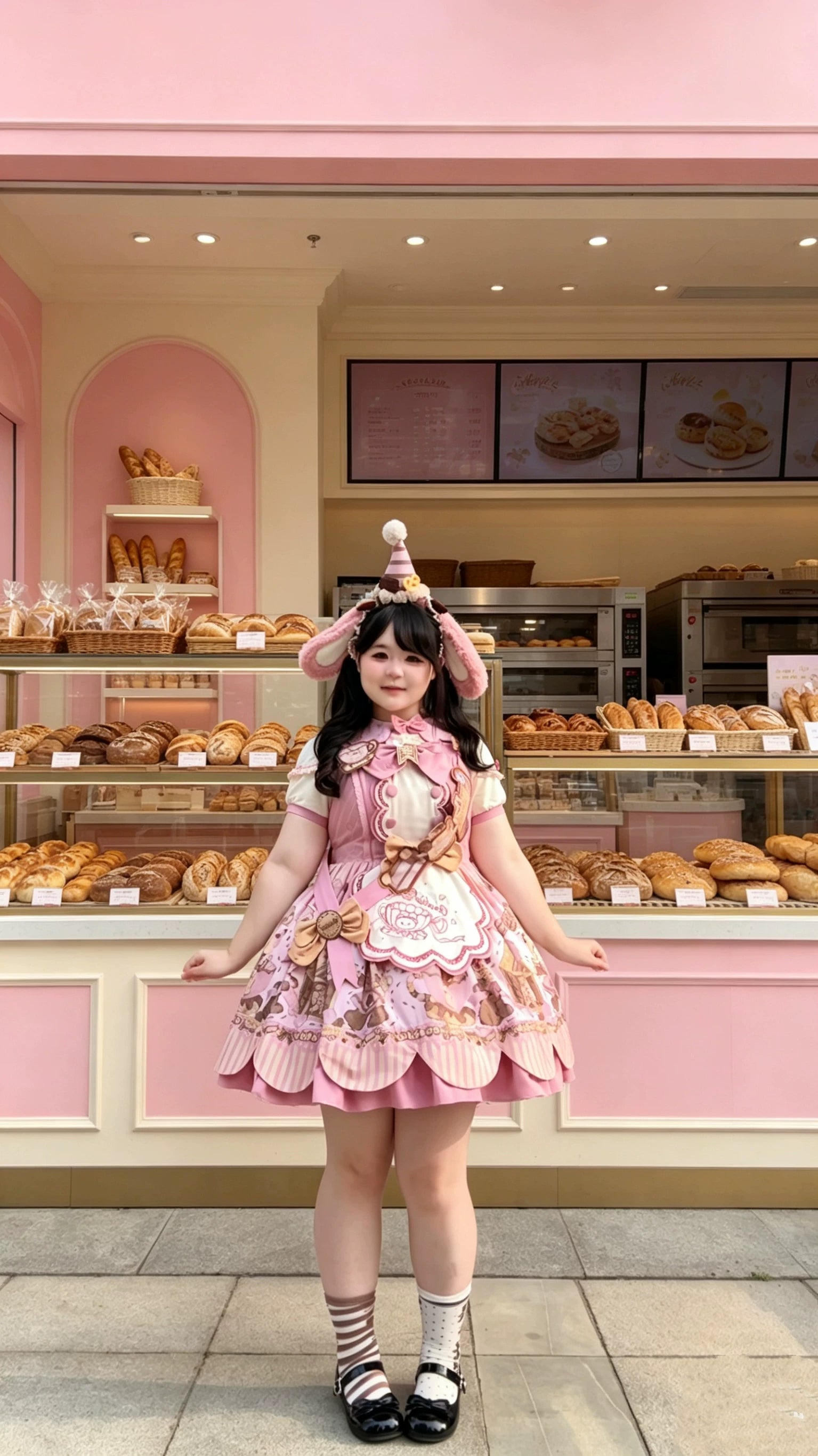 Bear Biscuit SP - Kawaii Lolita Bear Printed Dress Set with Bows 45375:846445