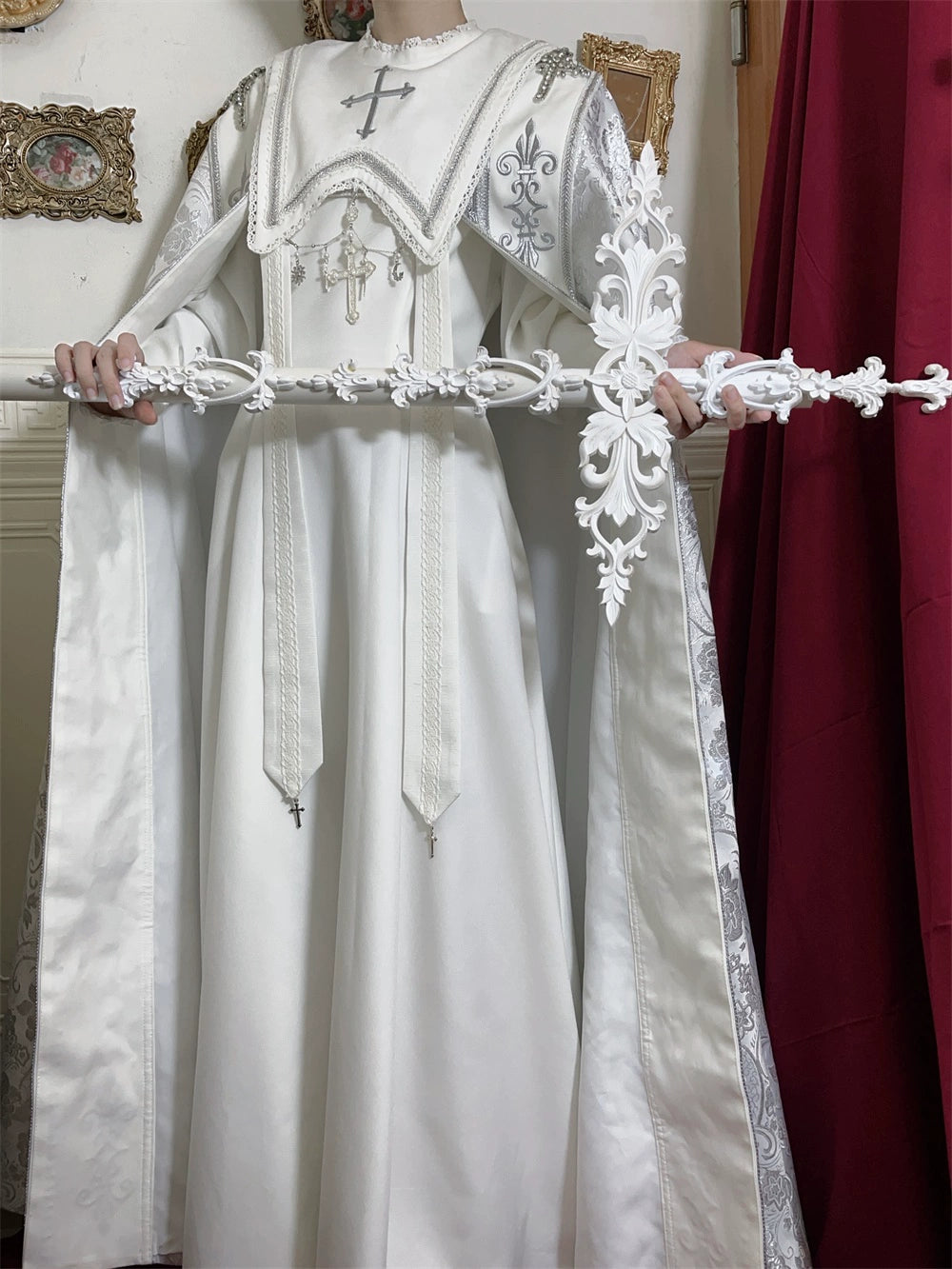 LeMiroir - Moonlit Prayer - Mutton Sleeve Nun Lolita OP Dress, Gathered Sleeve