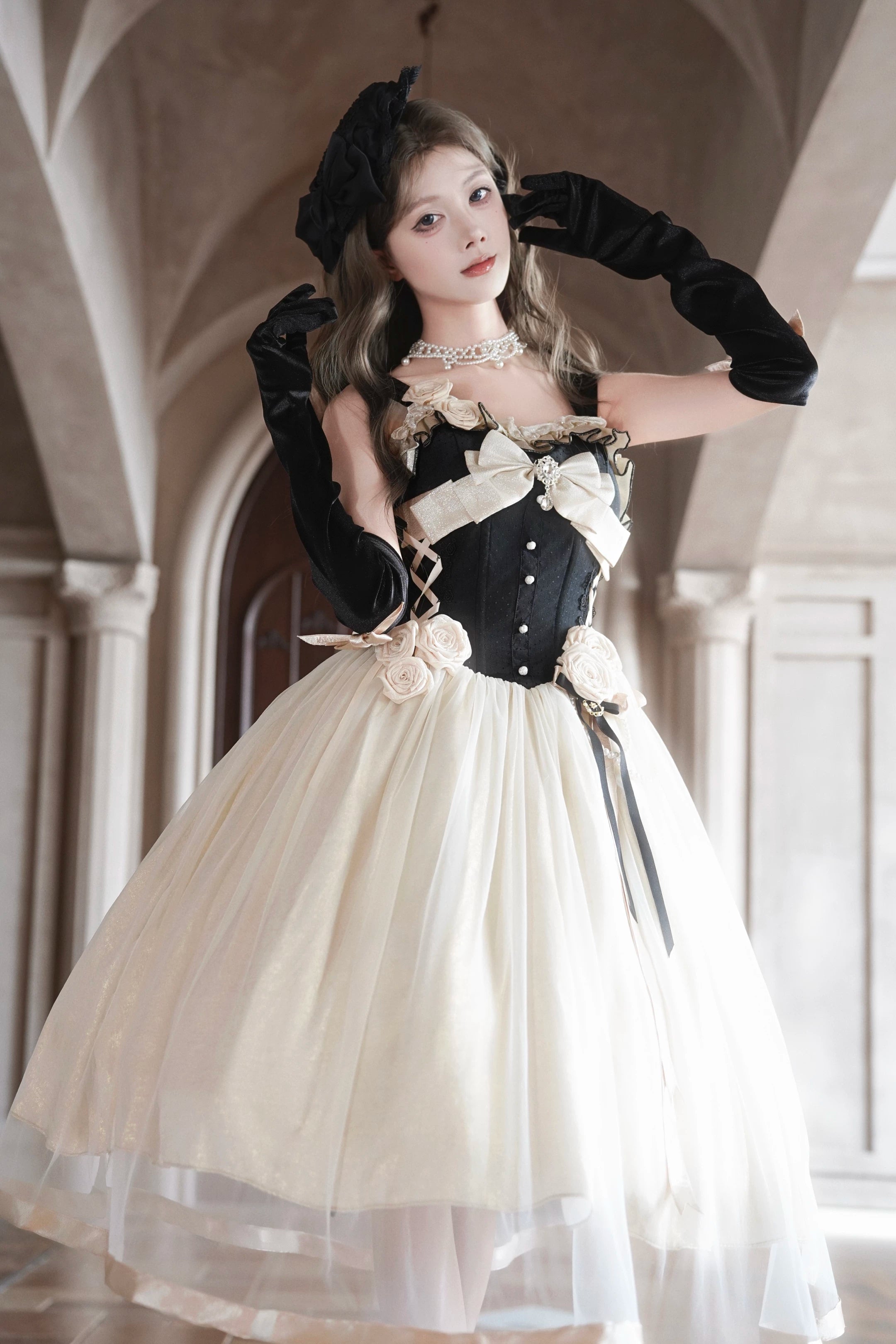 Paris Souvenir - Classic Lolita Corset JSK Dress with 3D Rose Decor