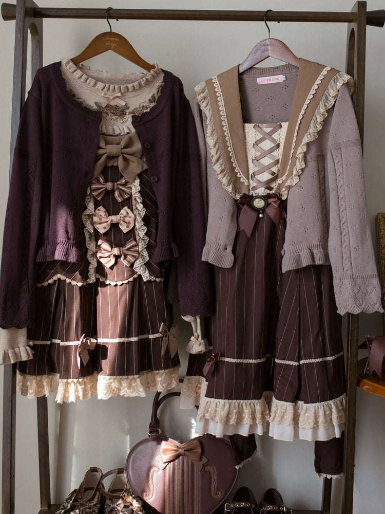 MIST - Kawaii Lolita Sweater Cardigan, Ruffled Lace Hem 43896:789165