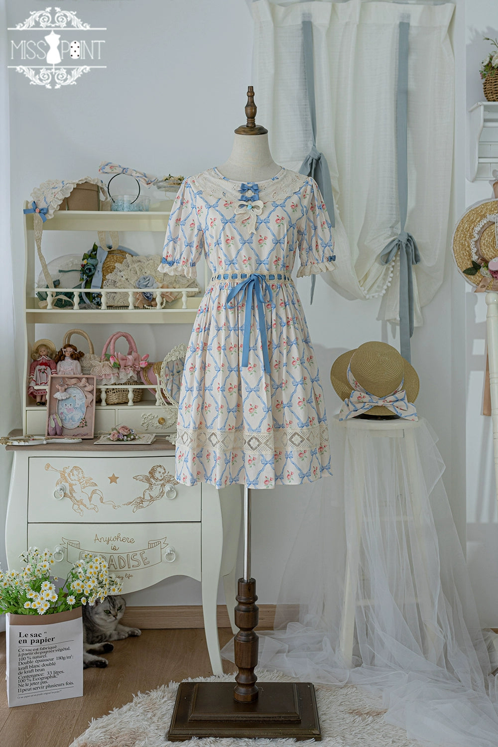 Miss Point~Customized Elegant Lolita OP Dress Cute Daily Girl Short Lolita Dress