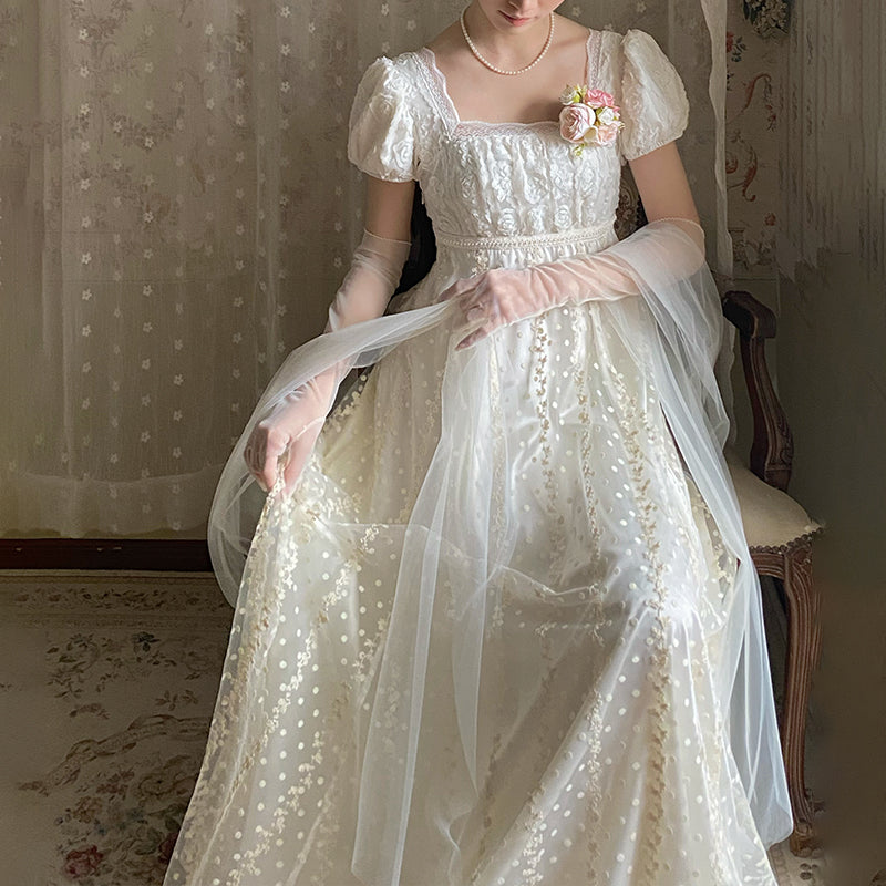 Hezi's Cat Haven~Mist Rose~Plus Size Lolita Empire Waist OP Dress 42268:734318