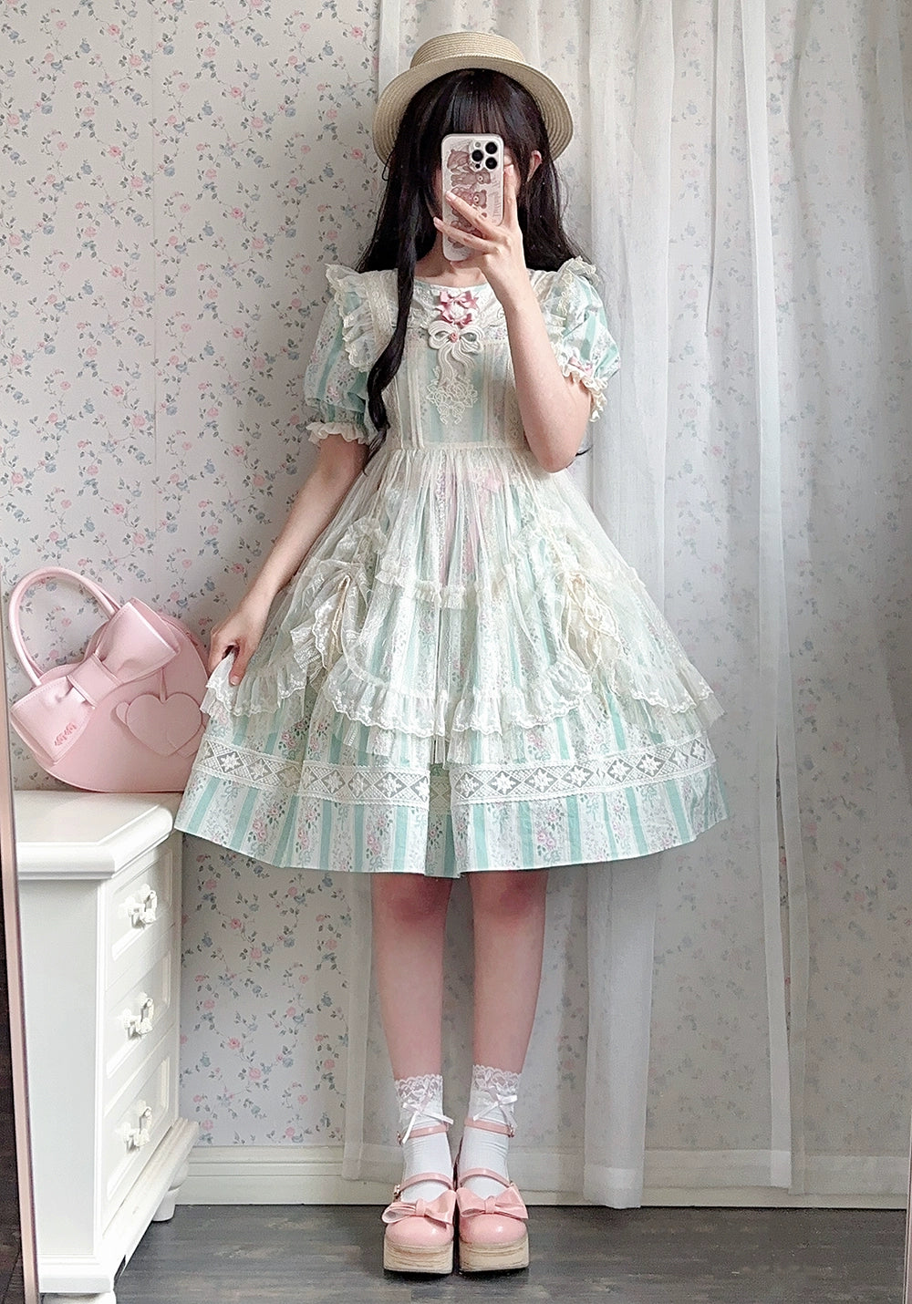 Miss Point~Customized Elegant Lolita OP Dress Cute Daily Girl Short Lolita Dress